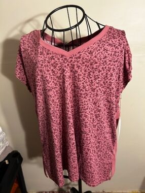 NEW COZY size  large womens tee shirt floral pink casual dress t
